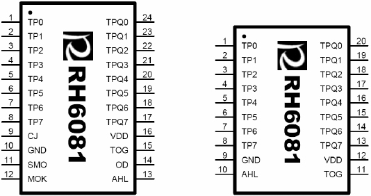 RH6081触摸按键,触摸按键IC,触摸IC,封装图