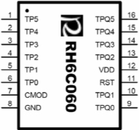 rh6c060触摸按键,触摸按键IC,触摸IC,封装示意图