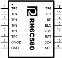 rh6c060触摸按键,触摸按键IC,触摸IC,封装示意图